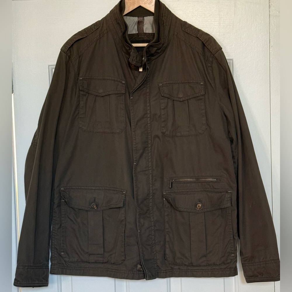 Massimo Dutti Field Jacket XXL Brown • Nylon/Cotton Utility Moto Style